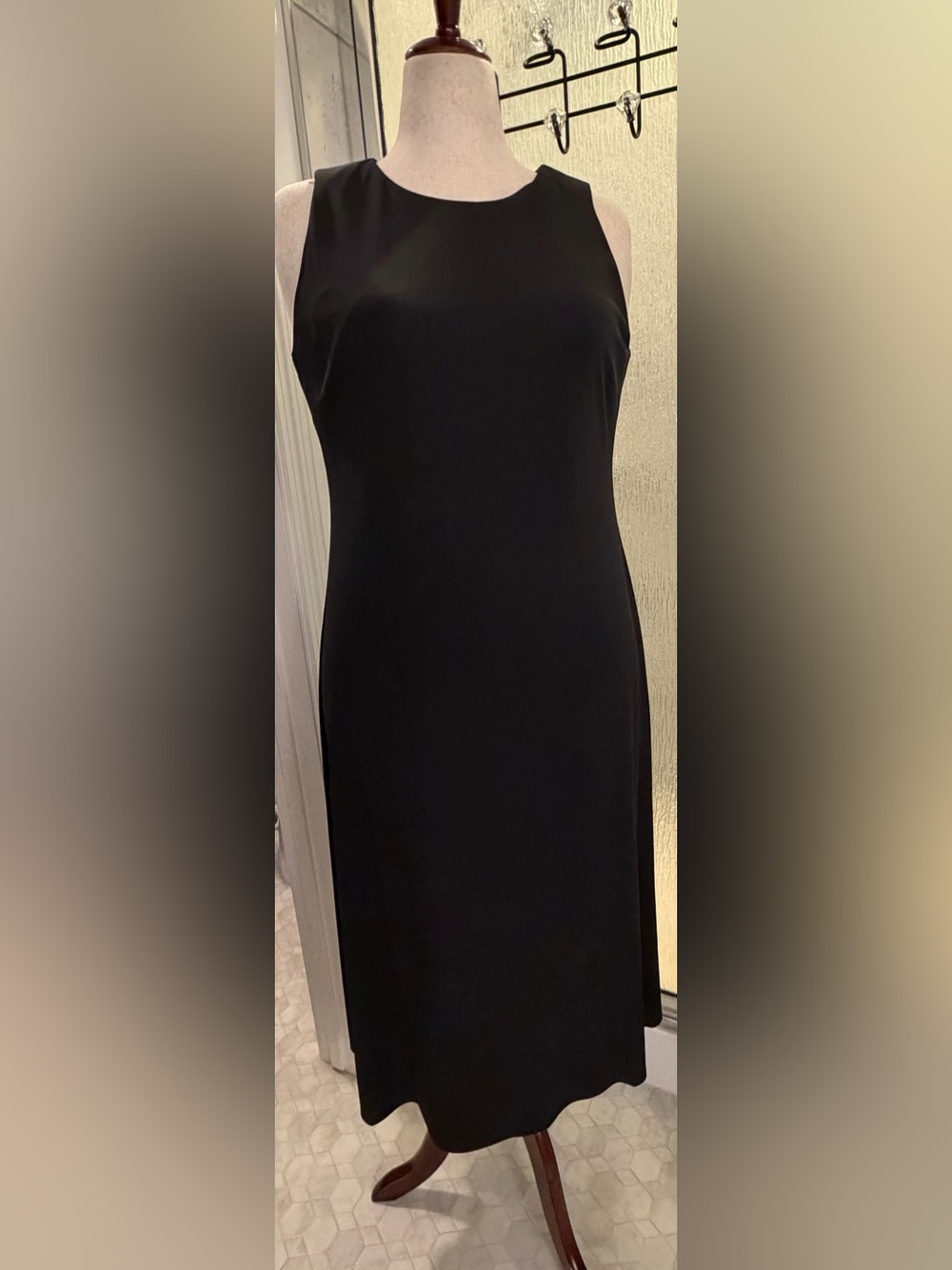NWT Anne Klein Black Sleeveless Midi Sheath Dress Size 12 $60